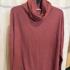 Pink Lily Oversized Waffle Knit Cowl Neck Top – Women’s Size M